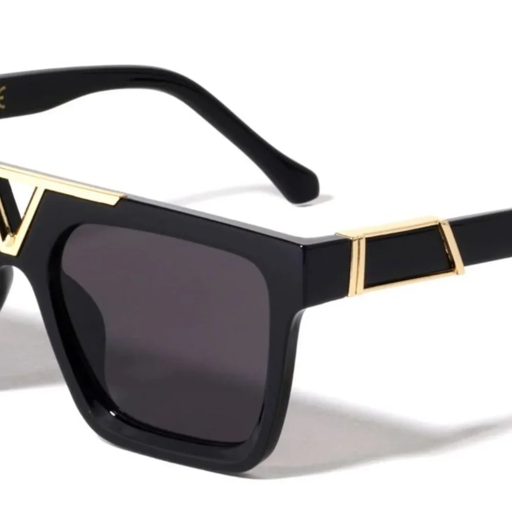Men Women Sunglasses‎ Fashion Retro Black Gold Frame Square Shades Lentes Gafas